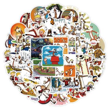 Imagem de Adesivos Calvin Hobbes, anime, vinil impermeável, pacote de 50 unidades