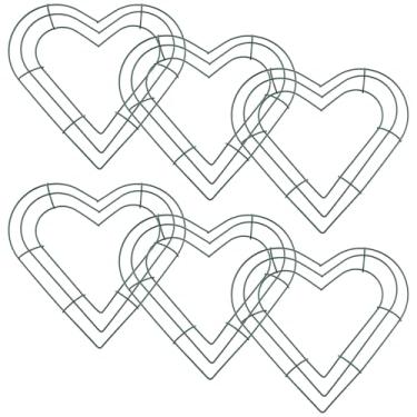 Imagem de UTALIND 6 anéis de moldura de guirlanda de arame forma de guirlanda de metal de 25,4 cm para artesanato floral para decoração de festa de casamento, aniversário, verde escuro em forma de coração