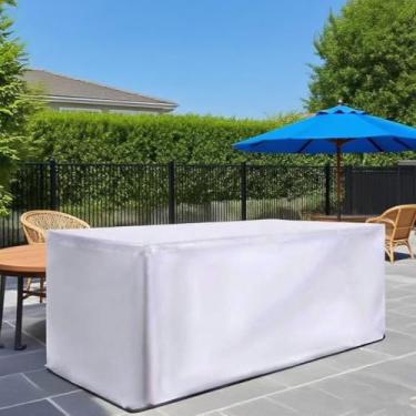 Imagem de AUWUUA Capa para móveis de jardim, impermeável, 123 x 61 x 60 cm (C x L x A), capa de mesa retangular grande, resistente a rasgos, tecido Oxford 420D, conjunto de sofá de vime, à prova de vento