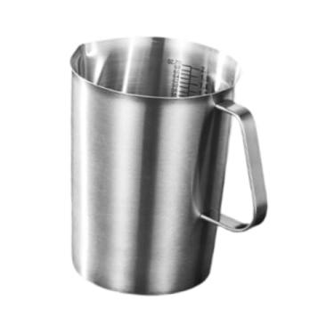 Imagem de ＫＬＫＣＭＳ Jarra medidora grande em aço inoxidável com alça, ideal para confeitaria, misturar leite e fazer espuma para café, 2000ml