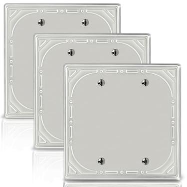 Imagem de Capas duplas para interruptores de luz em branco, placa de interruptor de metal, placas de tomada de níquel escovado, decorativas, placa de parede de 2 grupos - estilo retrô clássico, pacote com 3