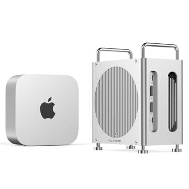 Imagem de ACASIS Dock Mac Mini M4 de 40 Gbps, transmissão ultrarrápida, hub e suporte para Mac Mini M4 com gabinete NVMe, suporta expansão SSD de até 8 TB, 2 DP+3 USB-A+SD/TF para editor de vídeo, fotógrafo