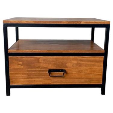 Imagem de Mesa de Centro, Canto ou Cabeceira Estilo Industrial com 1 Gaveta Ferr