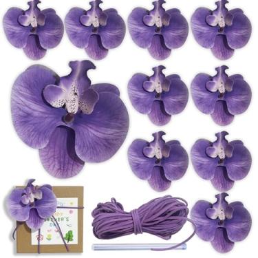 Imagem de XLANMAY Acessórios para caixas de dama de honra - Phalaenopsis decoração elegante roxo Phalaenopsis conjuntos para presentes de casamento, caixas de dama de honra, aniversário, dia dos namorados