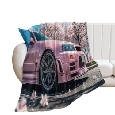 Imagem de HouLaiZhe Cobertor super macio de flanela rosa R34 JDM flor de cerejeira cobertores refrescantes leves para sofá-cama cadeira sofá carro viagem ao ar livre leve quente 76 cm x 127 cm