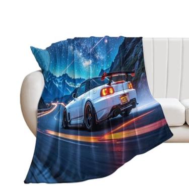 Imagem de HouLaiZhe Cobertor super macio de flanela JDM carro S2000 sob as estrelas cobertores leves refrescantes para sofá-cama cadeira sofá carro viagem ao ar livre leve quente 101,6 cm x 127 cm