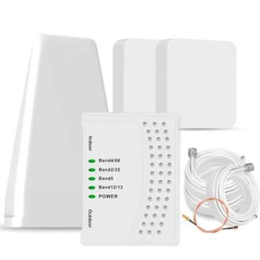 Imagem de Amplificador de celular para casa e muti-room, até 7000 pés quadrados, amplificador de sinal de celular para área rural com 2 antenas de painel interno, aumenta 5G 4G LTE para todas as operadoras dos