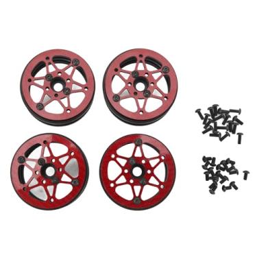 Imagem de SIWOTED 4 unidades de aro de roda de carro RC de 1,9 polegadas de alta resistência e desempenho perfeito cubo de roda de carro RC para carro RC 1/10 (Vermelha)