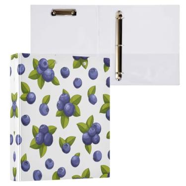 Imagem de STAYTOP Organizador de fichário redondo de mirtilos frescos, fichário de 3 anéis com prancheta (carta A4), fichário fofo para material de escritório escolar