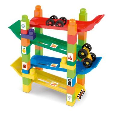 Imagem de Blocos de Montar Rampa Maluca com 2 Carrinhos - Dismat