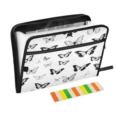 Imagem de Wassud Butterflies Organizador de arquivos sanfonado de 13 bolsos com abas e adesivos, organizador de pastas de documentos de recibo de papel tamanho carta A4 para viagens de escritório