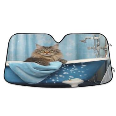 Imagem de Wassud Pára-brisas de carro de pelo longo para banho, pára-brisas de carro, persianas refletoras, protetor de viseira de sol bloqueia raios UV, persiana dobrável sanfonada para carro, caminhão, SUV