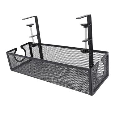 Imagem de Prateleira de Gerenciamento Cabos Sob a Mesa Aço Carbono Organizador Trapezoidal com Buraco Circular para Organização Estudo e Escritório Design Minim