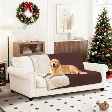 Imagem de CYCMACO Cobertor impermeável para cães, capa de cama macia antiderrapante, lavável, protege sofá, móveis, caixa, carro, cobertor resistente a vazamentos (132 x 203 cm, café)