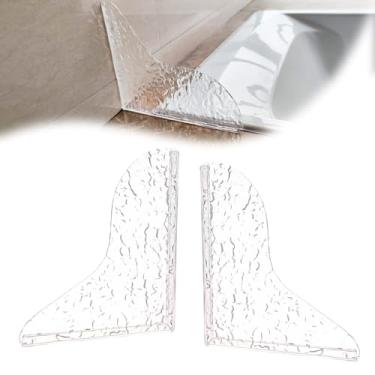 Imagem de TSBSHum Pacote com 2 protetores contra respingos de chuveiro para banheira, protetor de água do chuveiro feito de acrílico, projetado para manter a água no chuveiro e selar o canto da banheira, o