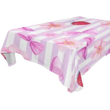 Imagem de Burbuja Toalha de mesa de flores pastel, toalha de mesa quadrada anti-rugas grossa para decoração de jantar, cozinha, festa, 152 x 152 cm