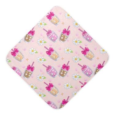 Imagem de Burbuja Linda toalha de banho para bebês Milkshake – Toalha com capuz de musselina macia e absorvente para recém-nascidos e bebês, 89 x 89 cm