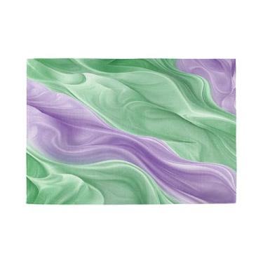 Imagem de Burbuja Jogo americano conjunto de 6, tapetes de mesa antiderrapantes e laváveis verdes sedosos, resistentes ao calor, para cozinha, mesa de jantar, ambientes internos e externos