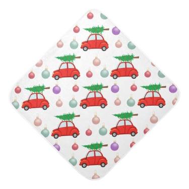 Imagem de Burbuja Christmas Cars Toalha de banho para bebê - Toalha com capuz de musselina macia e absorvente para recém-nascidos, 76 x 76 cm