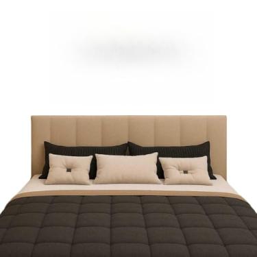 Imagem de Kit 10 Cabeceira de Cama Box Estofada Modular 45x20cm Decoração Para Quarto(BEGE ESCURO,CASAL - 7 PLACAS)