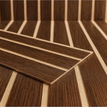 Imagem de Kit Cabeceira de Cama Casal Ripada MDF Auto Colante 45x11cm – Instalação Fácil, Moderna e Sem Perfuração(CASTANHO,18)