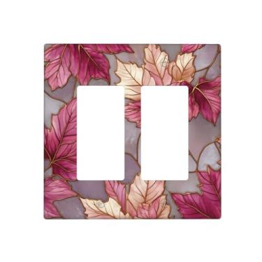 Imagem de Indokyeyqaz Placa decorativa decorativa para interruptor de luz com flores roxas de vidro manchado, 2 placas de interruptor e tampas de tomada 11,7 x 11,4 cm para quarto, banheiro, cozinha, decoração