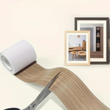 Imagem de Fita autoadesiva de reparo de grão de madeira, material PP com padrão de madeira realista, fita adesiva para piso de janela de porta de móveis, carvalho curryoak, 8 cm