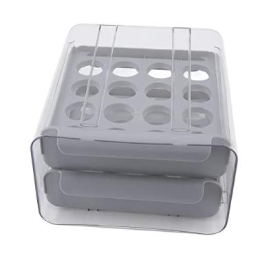 Imagem de Recipiente para Armazenamento de Ovos, Gaveta de Ovos Transparente Com 32 Treliças PP para Geladeira (Cinza)
