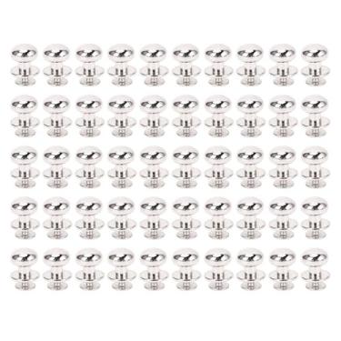 Imagem de KUIDAMOS Rebites Decorativos de Metal Multifuncional Durável, Rebites Com Cabeça Esférica para Artesanato, 50 Conjuntos para Bolsas de Roupas e Acessórios, Liga de Zinco (Prata)