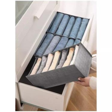 Imagem de Kit 3 Organizador Armário Roupas Dobradas 6 Grids Dobrável - Para Gaveta Closet Íntimas, Tecido Oxford Reforçado