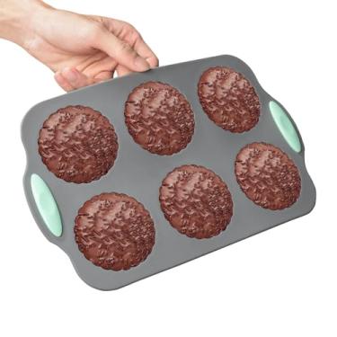 Imagem de Molde de bolo de silicone | Molde de muffin antiaderente para 6 xícaras com design de flores | Molde de bolo | para chocolate, , pão, biscoito, férias, cozinhar, , Natal