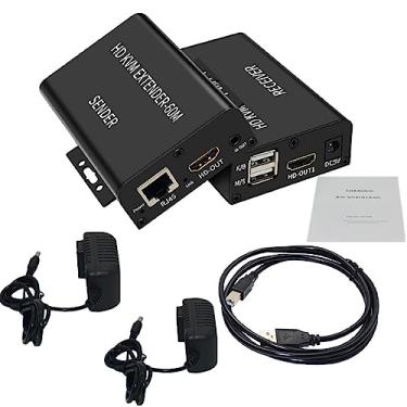 Imagem de ZEZEFUFU Extensor de vídeo 1080p HDMI USB KVM Conversor de vídeo sobre Rj45 Extensor de áudio e vídeo divisor até 60 m, suporta laptop PC teclado mouse