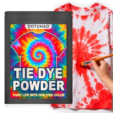 Imagem de DOTUHAO Tie Dye em pó, tinta vermelha para tecido, corantes para roupas, corantes criativos para roupas, perfeitos para artes e artesanato, arte em tecido DIY (vermelho, 113 g)