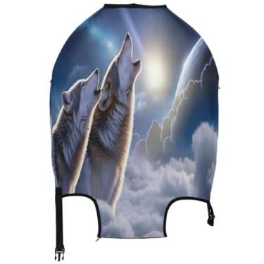 Imagem de Joisal White Wolves Animal Cloud White Suitcase Cover Protetor de Bagagem Pintura Acessórios de Bagagem de Viagem,, branco Wolves animal nuvem branca, XL, Fits 29-32 Inch Case, Capa de mala