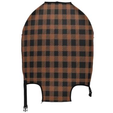 Imagem de Joisal Capa de mala fofa protetora de bagagem clássica xadrez búfalo preto marrom elástico estética viagem férias essenciais, Xadrez clássico buffalo, preto e marrom, M, Fits 22-24 Inch Case, Capa de
