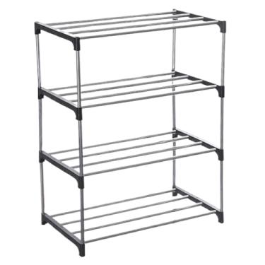 Imagem de MotiveTech Sapateira, Prateleira Premium para Sapatos, Organizador Prático e Compacto com Múltiplas Camadas para de Entrada, Quarto e Sala de Estar, Preto de 4 Camadas, 43cm X 26cm X 55cm