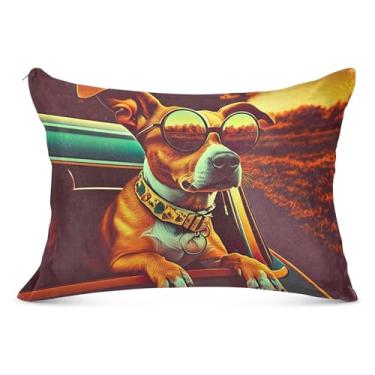Imagem de Cool Pup Dog Animal Fronhas Decorativas Grandes com Zíper Longo Padrão Queen King Size Fronhas para Cama de Casa Sofá, Tamanho Corporal, 53 cm x 137 cm