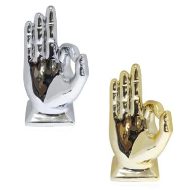 Imagem de Zerzsy Conjunto de pequenas esculturas de cerâmica, 2 enfeites modernos para casa, decorativos para sala de estar, quarto, escritório e prateleira de mesa