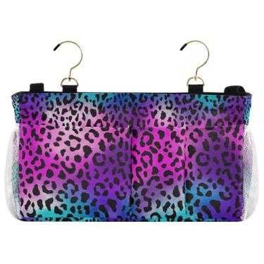 Imagem de TSENQUE Organizador personalizado para cama de beliche com pele de leopardo roxo e azul