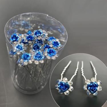 Imagem de Pacote com 20 alfinetes de cabelo de casamento, flores de strass, acessórios de decoração para noivas, damas de honra, mulheres, meninas