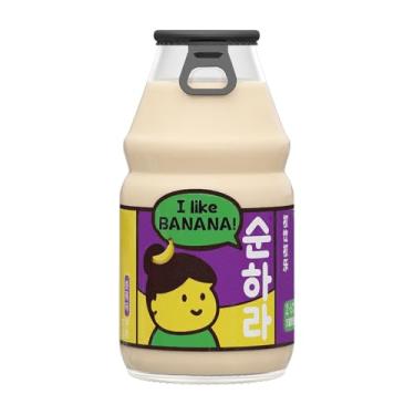 Imagem de Bebida Leite de Banana ou Morango 230ml Vidro | Bebida Láctea Cremosa | Importada | Sabor Delicioso | Mimos Korea (Banana)