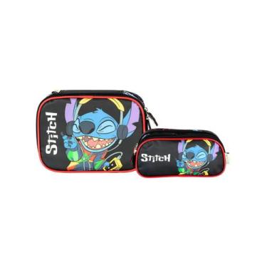 Imagem de Kit Escolar Lilo Stitch Estojo Box e Triplo Menino Original - Luxcel, 