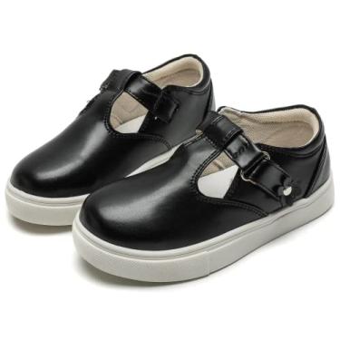 Imagem de kkdom Tênis Mary Jane com tira em T para bebês/crianças pequenas, Preto, 10 Toddler