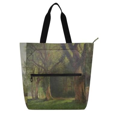 Imagem de Valley Yosemite Albert Bierstadt Bolsa de trabalho artística feminina sacola de lona com zíper bolsa de praia bolsas de tecido para amantes de livros presentes