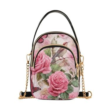 Imagem de GAIGEO Bolsa tiracolo de mosaico de estilo abstrato colorido, bolsa tiracolo feminina, bolsa leve para mulheres, Rosa rosa em Paris com cartões postais e cartas-2, One Size