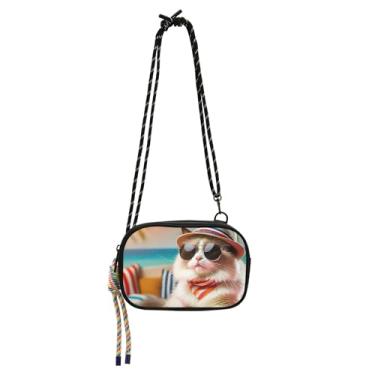Imagem de TSENQUE Ragdoll Bolsa feminina fashion para gatos bolsa transversal pequena bolsa de telefone com alça bolsa de ombro pequena moda