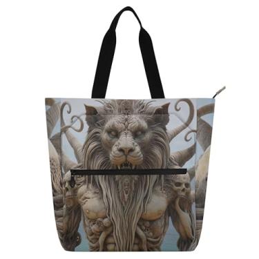 Imagem de GAIGEO Sacola feminina de lona com criatura de monstro leão para professores universitários, presente para amantes de livros