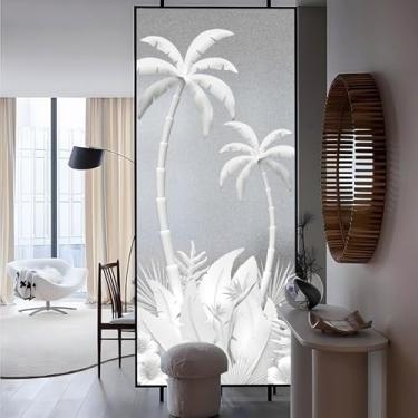 Imagem de Chicskin Película de privacidade de janela tropical fosca 3D sintética para porta e janela de vidro, coqueiros 3D de 75 x 175 cm