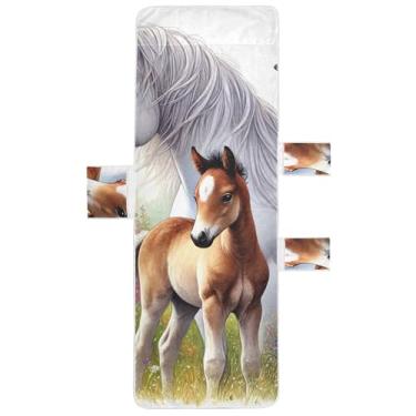 Imagem de Cavalo flores silvestres borboleta espreguiçadeira capas de cadeira toalha de piscina praia com bolsos grande espreguiçadeira 85 x 76 centímetros