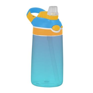 Imagem de Garrafa de água esportiva infantil Ombre Violet Cyan Gradient para escola, 473 ml, 473 ml, garrafa de água Tritan com canudo, copos de viagem portáteis para crianças, reutilizáveis, alça de transporte